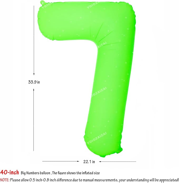 40IN Fluorescent Green Number 7 Balloons Glow In The Dark Green Balloon | - Image 2