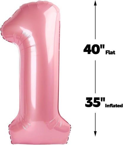 Pearl Pink Number 1 Balloon 40 inch, Balloon numbers party supplies, deco photo - Image 2