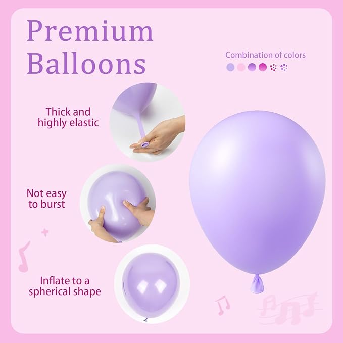 61pcs Pink and Purple Balloons, 12 Inch Purple Pink Confetti Balloons, Metallic - Image 3