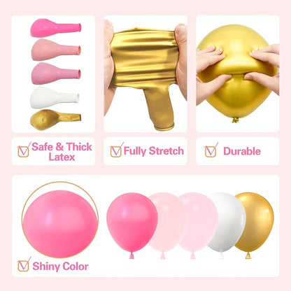 LOOLEY 137Pcs Pink and Gold Balloons Garland Arch Kit - Image 4