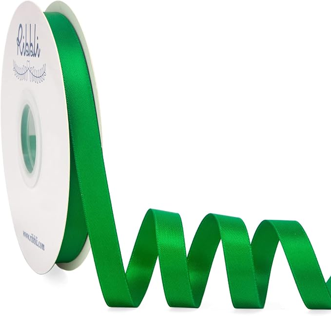 Ribbli Emerald Green Satin Ribbon Double Faced Satin 1/2 inch x Continuous 50 by Ribbli