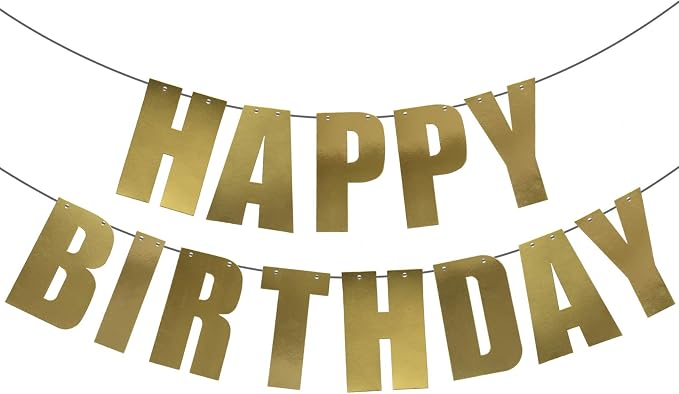 Gold Happy Birthday Banner for Birthday Party Decorations Supplies by MEETINGU