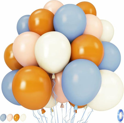 Burnt Orange and Blue Fall Balloons, 12 Inch 35PCS Dusty Blue Orange Taupe by Govpy