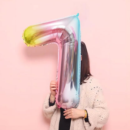 40 Inch Giant Rainbow Number 7 Balloons, Birthday Balloons, Helium Mylar Foil - Image 5