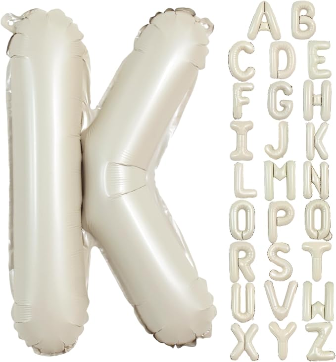 TONIFUL 40 Inch Large Cream White Letter K Balloons Giant Alphabet Letter by TONIFUL