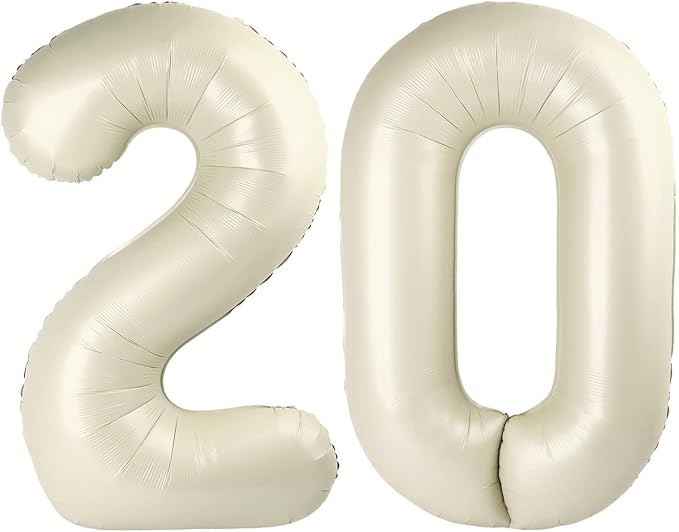 Number 20 Balloons for 20th Birthday Decorations Women Men Party, Cream | 40In by Mluchee