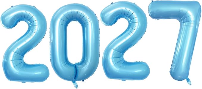 Light Blue 2027 Foil Number Balloons by GOER