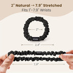 THXSILK 100% Mulberry Silk Scrunchies 3-Pack, 25 Momme Mulberry Silk Hair Ties for Women, Sleek Low Profile No Damage Ponytail Holders, for Fine Hair & Everyday Use, Black