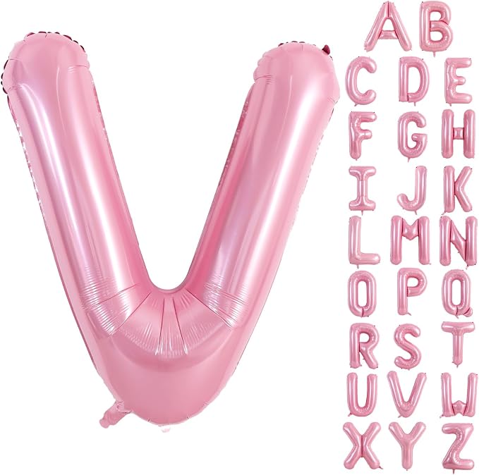TONIFUL 40 Inch Large Pink Letter V Balloons Giant Foil Mylar Alphabet Balloon by TONIFUL