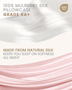 THXSILK Set of 2 Silk Pillowcase for Hair and Skin, 100% Mulberry Silk Bed Pillowcase Ultra-Soft, Hypoallergenic Soft Breathable Silk Pillow Case with Hidden Zipper, Body Size 20"x54", Pink