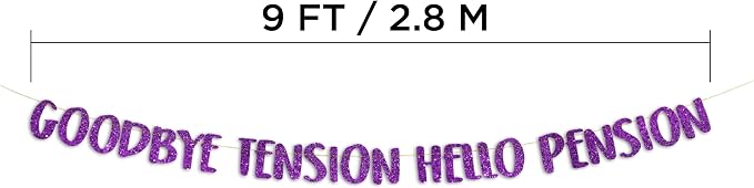 Pre-Strung Goodbye Tension Hello Pension Purple Glitter Banner - Image 4