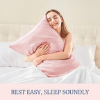 BEDELITE Satin Pillowcase for Hair and Skin, Super Soft and Cooling Similar to Silk Pillow Cases 2 Pack with Envelope Closure, Gift for Women Men(20"x30" Queen Size, Pink)