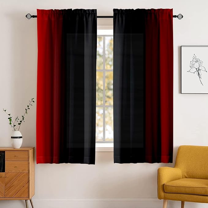 Abstract Ombre Curtains 63 inches Length by XFLINGBAO