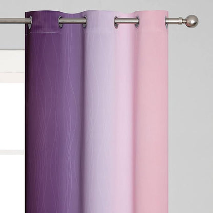 Pink and Purple Blackout Curtains 54 Inch Length, Light Blocking Gradient Drapes - Image 4