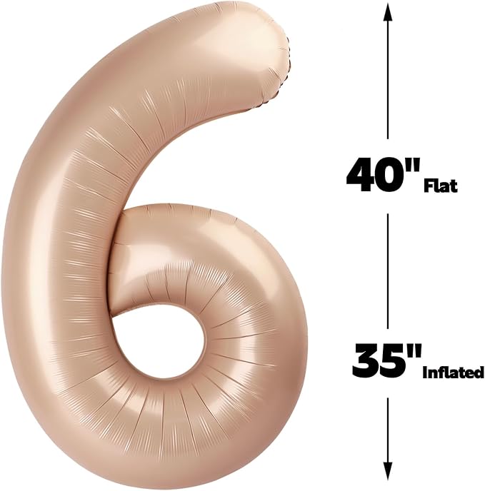 Light Brown Number 6 Balloon 40 inch, Light Brown Birthday Party Decorations | - Image 3