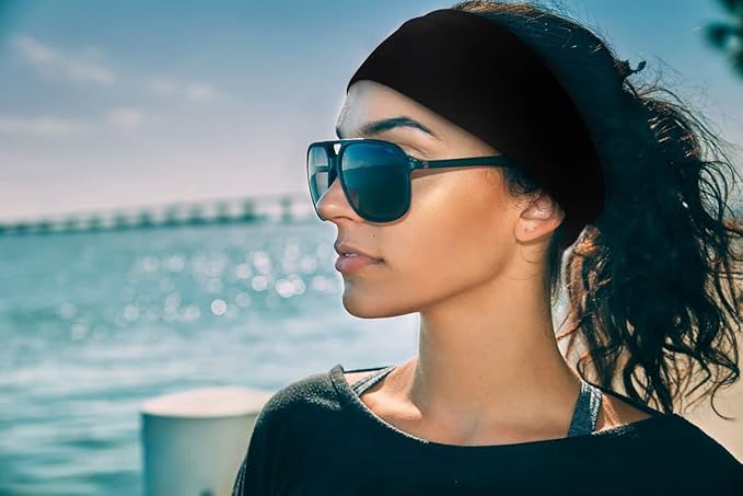 Tobeffect Black Headbands for Women Non Slip Turban Headband Boho Elastic Head Band Hair Accessories (Black Grace)