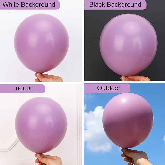 RUBFAC Dusty Purple Balloons 129pcs Different Sizes Pack of 18 12 10 5 Inch | - Image 4
