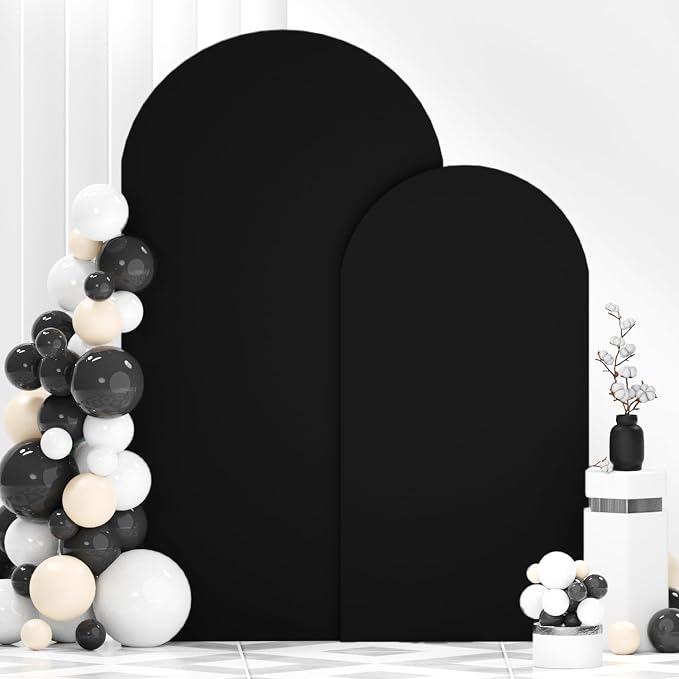 FANPROMS Wedding Arch Cover Black Arch Cover 6FT 7.2FT Spandex Arch Backdrop by FANPROMS