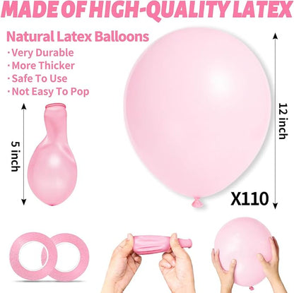 110pcs Light Pink Balloon 12 inch, Light Pink Latex Balloons - Image 4