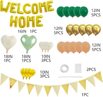 TONIFUL 16 Inch Gold Welcome Home Foil Letter Balloon Banner Decoration Kit | - Image 2