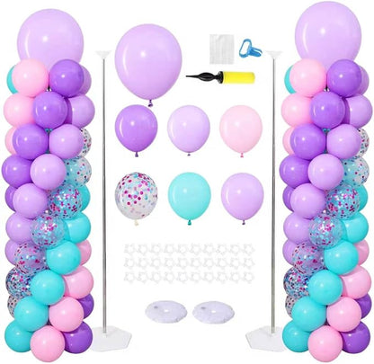 Pink and Purple Balloon Column Stand Kit Set of 2 by ZyloonDecoration