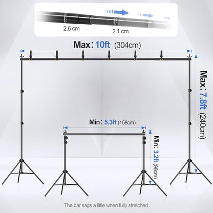 EMART Backdrop Stand 10x7.8ft Photo Studio Adjustable Background Stand Support - Image 2