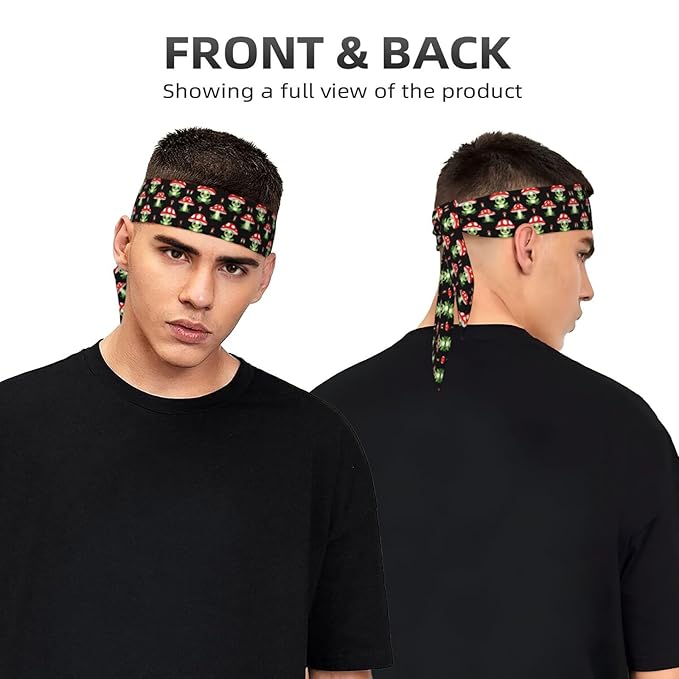 Men's Women Beauty Skinny Sports Sweatband Head Decor for Running Travel Shower, Long Multi Style Cute Frogs Cartoon Mushroom Hats Head Ribbon Headwear