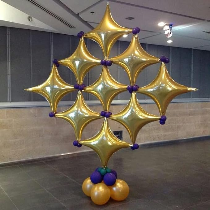 HILAVO 12PCS Gold Star Balloons, 24in 18in 10in Four Pointed Star Shaped - Image 7