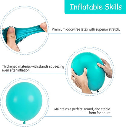 50pcs Matte Teal Blue Balloons, 12 inch Turquoise Balloons | Helium Quality - Image 2