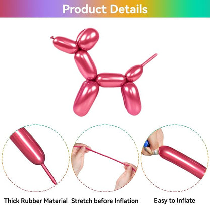 Metallic Multi Long Balloons Premium 260 Twisting Animals Magic Balloons - Image 3