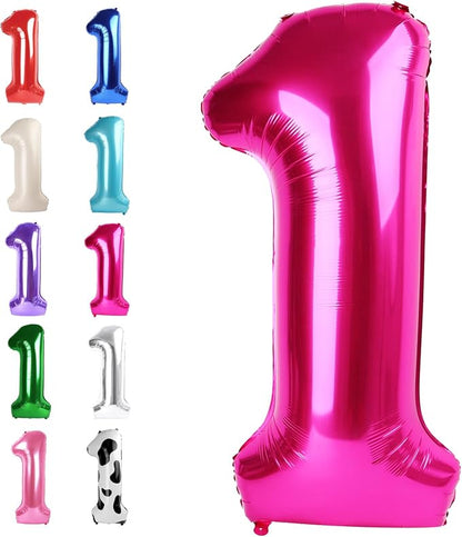 Hot Pink Number 1 Balloon 40 inch, Balloon numbers party supplies, deco photo by Upgesy