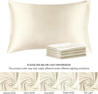 BEDELITE Satin Pillowcase for Hair and Skin, Super Soft Similar to Silk Pillow Cases 4 Pack with Envelope Closure, Cooling Pillowcases for Women Men (20"x30" Queen Size, Beige)