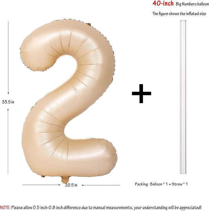 40 In Caramel Number Balloons Helium Foil Mylar latex Balloon Digital 2 | - Image 3