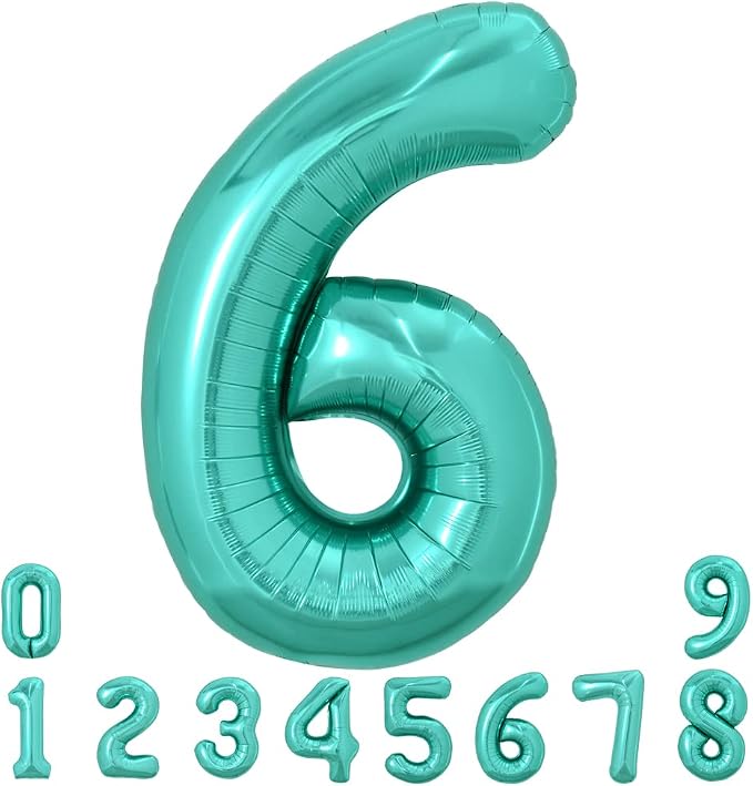 TONIFUL 40 Inch Large Teal Blue Number Balloons, Giant Jumbo Helium Foil Mylar by TONIFUL