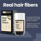 Hair Illusion Black Real Hair Fibers for Thinning Hair - 100% Natural Texture, Non Synthetic Hair Fibers - Bald Spot Cover Up for Women & Men - 18 Gram