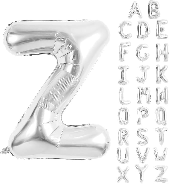 Silver Letter Balloons 40 Inch Large Alphabet Balloon Letter Z | Foil Mylar Big by YUNSHANGMO