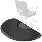 Saloniture 3 ft. x 5 ft. Salon & Barber Shop Chair Anti-Fatigue Floor Mat - Black Semi Circle - 1/2 in. Thick