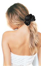 IVARYSS Extra Large Scrunchies for Women's Thick Hair, Premium Velvet Soft Jumbo Scrunchy, XL 6 inch Big Elastic Band Hair Accessories, 4 Pack, Black