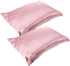 Alipis 2pcs Satin Pillowcases with Zipper Closure Smooth Faux Silk Pillow Covers for Hair Skin Protection Anti-Tangle Travel Pillowcase in Pink Soft Breathable Bedding Accessory