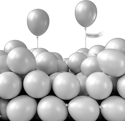 PartyWoo Gray Balloons 50pcs Small Mini Latex Matte Grey Balloons 5 Inch | Baby by PartyWoo