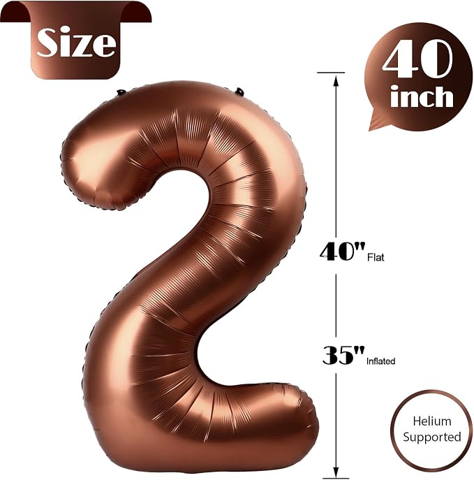 Coffee Brown Number 2 Balloon 40 Inch - Image 5
