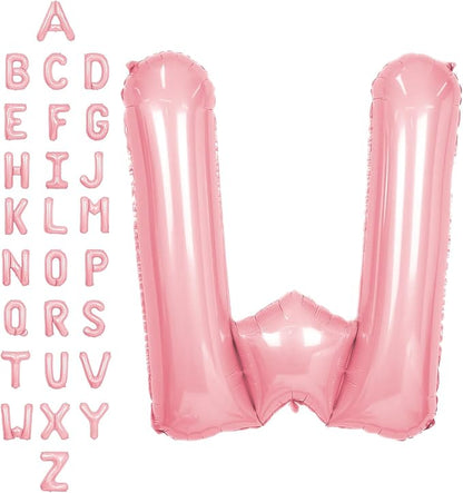 SUWEN 40 Inch Pink Large W Letter Balloons Big Foil Helium A-Z | Jumbo Mylar by SUWEN