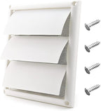 Funmit 6" Louvered Vent Cover 8" x 8" Oversize Outside Dimensions for Exterior Wall Vent Hood Outlet Airflow Vent Dryer Air Vent (White)