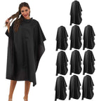 Black Barber Cape - Professional Nylon Waterproof Salon Cape, 59" x 47", 10 Pack
