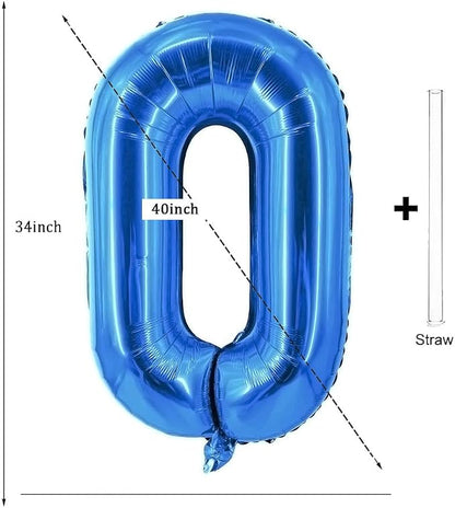 Letter Balloons 40 Inch Blue Giant Alphabet Balloons Letter O | Foil Mylar Big - Image 2