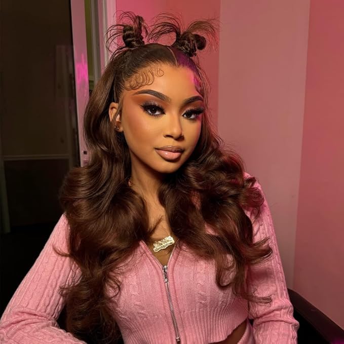 28 Inch 13x6 Chocolate Brown Lace Front Wigs Body Wave Wig Colored Brown Wigs Human Hair Pre Plucked New Trend M Hairline 200% Density Glueless Wigs For Women Lace Front Wigs