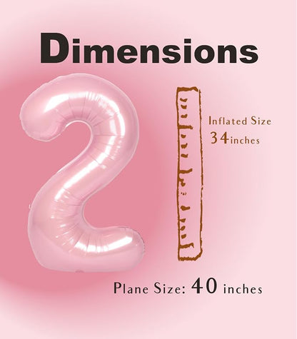SUWEN 40 Inch Pink Large 2 Number Balloons Big Foil Helium Number Balloons 0-9 - Image 4
