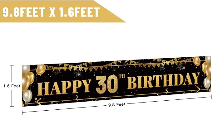 Large Happy 30th Birthday Banner, Party Decorations - Image 2