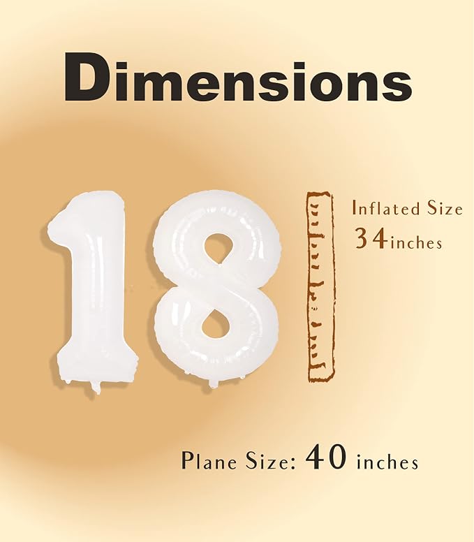 SUWEN 40 Inch White Large 18 Balloon Number Big Foil Helium Numbers 0-9 | Giant - Image 4