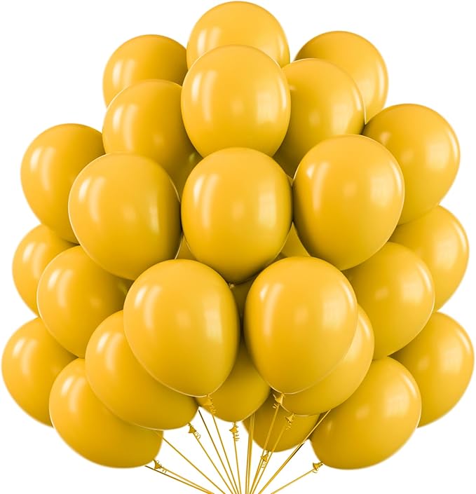 PartyWoo Mustard Yellow fall Latex Helium Birthday Balloons 101pcs | 12 Inch by PartyWoo
